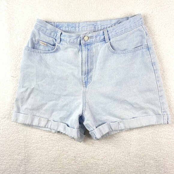 Denim Riders Jean Shorts Womens 30x3.5”  Vintage Faded Blue Cuffed High Rise Mom - Picture 1 of 11